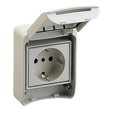 SCHN 81141 Zásuvka 16A 2P+PE 250V IP55 šedá Schuko