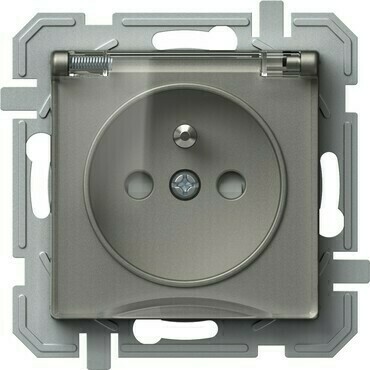 TEM ZÁSUVKA FRANCOUZSKÁ + KRYT 2P+E 16A 250V~ BV TT XO titan/průhledná
