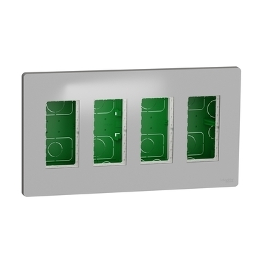 SCHN NU174430 Unica System+ - Centrální jednotka 4x4 modulů zapuštěná, Aluminium