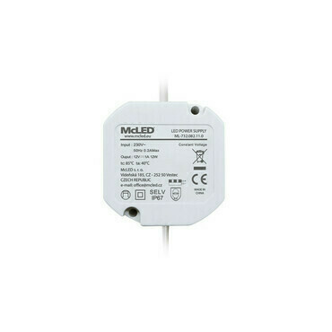 LED driver napěťový MC LED 12W, DC 12V/1A, IP67, do elektroinstalační krabice