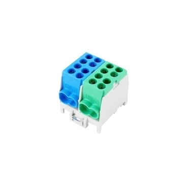 EL 1000298 Svorkovnice rozbočovací HLAK 25 2/4 S GN/BL, 100A, 2pól., AL/CU, IP20, modrá+zelená,  DIN