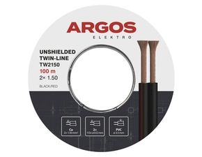 Dvojlinka nestíněná ARGOS TW2150, 2x 1,50 mm, černo-rudá, 100 m