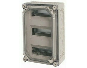 EATON 002612 AE/I43E/T Skříňka s průhlednými dveřmi, IP65, 3 řady, 27 modulů, N/PE svorkovnice, VxŠx