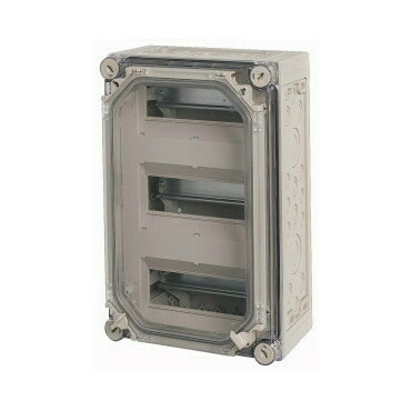 EATON 002612 AE/I43E/T Skříňka s průhlednými dveřmi, IP65, 3 řady, 27 modulů, N/PE svorkovnice, VxŠx