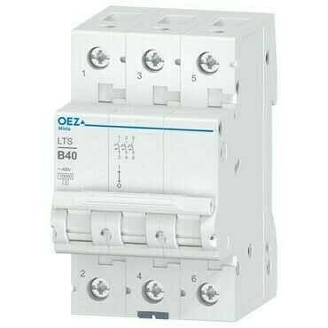 OEZ:42092 LTS-40B-3 Jistič In 40 A, Ue AC 230/400 V / DC 180 V, charakteristika B, 3pól, Icn 10 kA