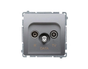 SIMON Basic BMAD.01/43 Zásuvka RTV-DATA 1x vstup: 5-865MHz, (strojek s krytem) Stříbro