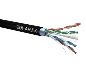Kabel datový SOLARIX SXKD-6-FTP-PE, CAT6, FTP, PE, Fca, 500m, venkovní, černý