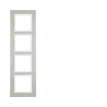 HAG 10243609 Rámeček 4-násobný, vodorovný, Berker B.7, ušlecht. ocel/bílá