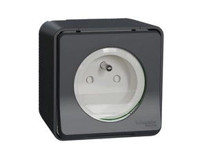 SCHN MUR35031 Mureva Styl - Kompletní zásuvka 16A 2P+E, clonky, bezšroubová, IP55, povrchová, Antrac