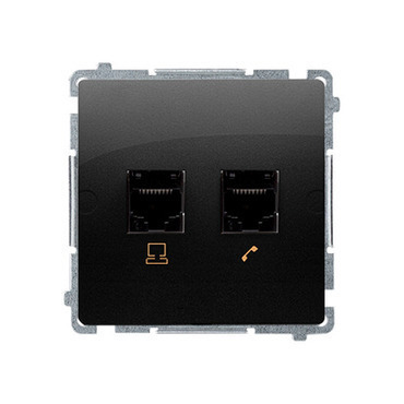 Zásuvka datová SIMON BMF5T.02/49, RJ45 kat. 5e+telefonní RJ11 (přístroj s krytem), černá matná