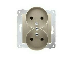 Zásuvka SIMON DGZ2MZ.01/44, 2 násobná, se clonkami, pro rámečky Premium, zlatá metalizovaná