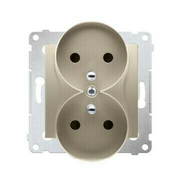 Zásuvka SIMON DGZ2MZN.01/44, 2 násobná, se clonkami, pro rámečky Nature, zlatá metalizovaná