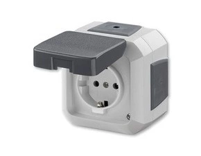 Zásuvka jednonásobná ABB Variant 5518N-C03540 S, šedá, IP54, (podle DIN), s víčkem