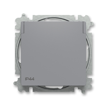 Zásuvka jednonásobná ABB Zoni 6619T-A06995 241, šedá, s clonkami, s víčkem, IP44