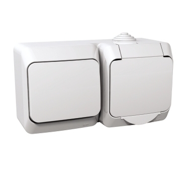 SCHN WDE000500 Cedar Plus IP44 - Zásuvka SCHUKO 230V 16A a spínač jednopólový řazení 1, bílá