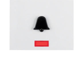 HAG 16517209 Kolébka s červenou čočkou a hmatným symbolem - zvonek, Berker K.1, bílá, lesk