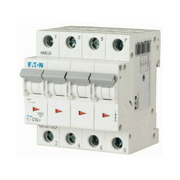Jistič čtyřpolový EATON 107329 PL7-C16/4 PL7, char C, 4-pólový, Icn=10kA, In=16A