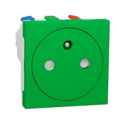 SCHN NU305206 Unica - Zásuvka skrytá 250V/16A 2P+E, clonky, bezšroubová, Zelená