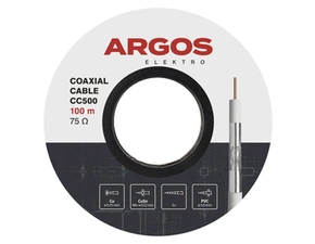 Kabel koaxiální ARGOS CC500, PVC, vodič 0,75 mm, plášť 5 mm, vnitřní, bílá, 100 m