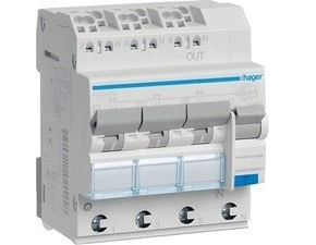 Chránič kombinovaný HAGER ADZ310D chránič s nadproudovou ochranou B, 3x1P+N, 6 kA, 0,0