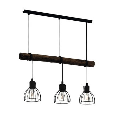 EGLO HL/3 E27 SCHWARZ/HOLZ 'HORNINGTOPS'