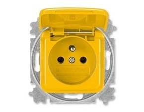 Zásuvka jednonásobná ABB Reflex SI 5519B-A02387 Y, žlutá, s clon., s víčkem, s bezšr. svor.