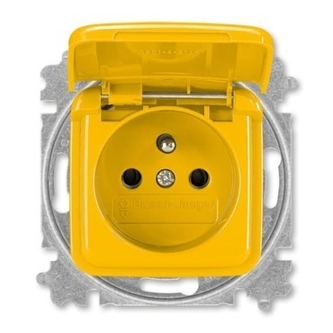 Zásuvka jednonásobná ABB Reflex SI 5519B-A02387 Y, žlutá, s clon., s víčkem, s bezšr. svor.