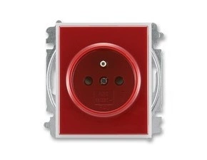 Zásuvka jednonásobná ABB Element 6619E-A06357 10, karmínová/led. bílá, (typ 6619)