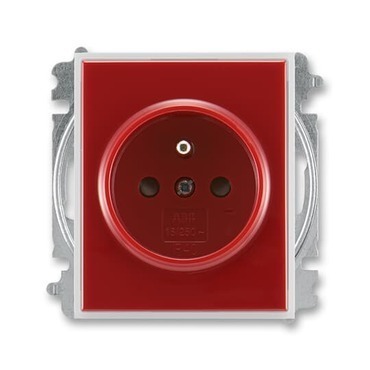 Zásuvka jednonásobná ABB Element 6619E-A06357 10, karmínová/led. bílá, (typ 6619)