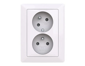 Zásuvka dvojnásobná ABB ZONI 5513T-C02157 500, clonky, natočená dutina, bílá