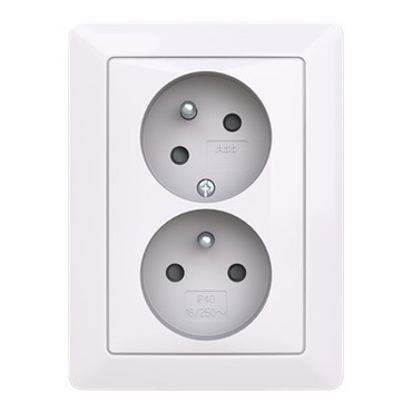 Zásuvka dvojnásobná ABB ZONI 5513T-C02157 500, clonky, natočená dutina, bílá