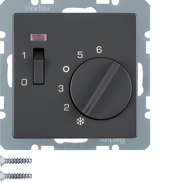 HAG 20316086 Termostat, pokojový, 24 V s rozpínacím kontaktem, centrálním dílem, vypínačem a LED, Be