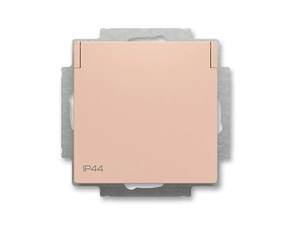 Zásuvka jednonásobná ABB Zoni 6620T-A07995 242, pudrová, IP 44, s bočn. kontakty, s cl., s víčkem
