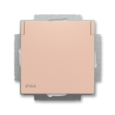 Zásuvka jednonásobná ABB Zoni 6620T-A07995 242, pudrová, IP 44, s bočn. kontakty, s cl., s víčkem