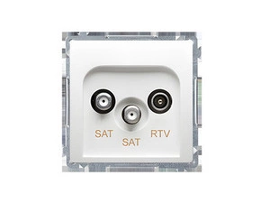 Zásuvka anténní SIMON BASIC BMZAR+SAT3.1-P2.01/11, SAT+SAT+RTV, SAT: 5–2400 MHz, RTV:5–862 MHz, bílá