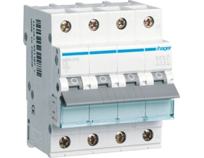 Jistič čtyřpolový HAGER MBN616 3 + N pól. 16A, char.B, 6 kA