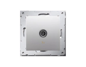 Zásuvka anténní SIMON 54 DAK1.01/43, TV 1násobná koncová, pro jednotlivé instalace, stříbrná metal