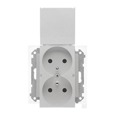 Zásuvka SIMON TGZ2BMCZ.01/143, 1 nás., IP44, cl., těsnění, hliníková mat