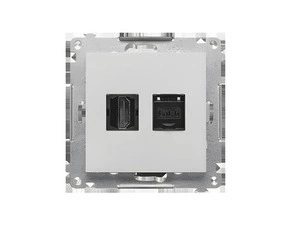 Zásuvka HDMI+datová SIMON 55 TGHRJ45.01/143, RJ45 kat. 6 (přístroj s krytem), hliníková matná