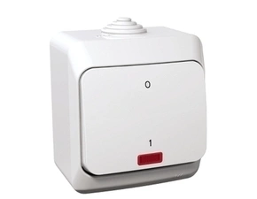 SCHN WDE000521 Cedar Plus IP44 - Spínač dvojpólový se signalizační kontrolkou řazení 2Ss, bílý