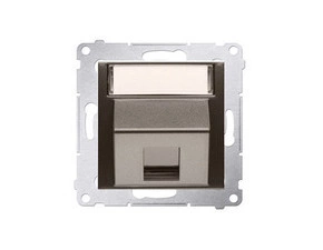 Kryt SIMON DKP1S.01/46, telef. a datové zás. 1 nás., zkosený, s popisným polem, hnědá metalíza