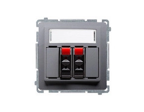 Zásuvka reproduktorová SIMON BMGL3.01/21, 2 násobná (přístroj s krytem), s popisným polem, ocelová