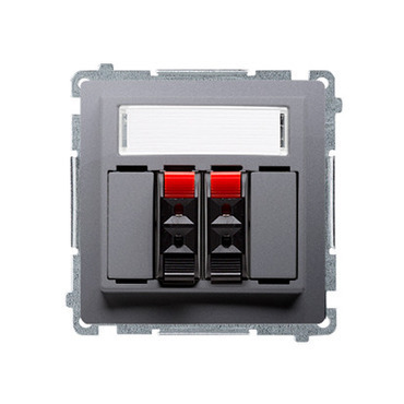 Zásuvka reproduktorová SIMON BMGL3.01/21, 2 násobná (přístroj s krytem), s popisným polem, ocelová