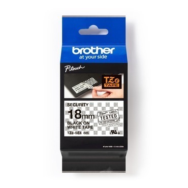 BROTHER   páska do tiskárny štítků, , TZE-SE4, černý tisk/bílý podklad, 18mm