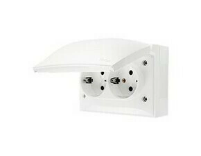 Zásuvka Schuko SIMON AQUACLICK ACGSZ2/11, 2 nás., IP44, 16A/250V~, šr. sv., bílá
