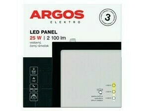 ARGOS LED panel vestavný, čtverec 25W 2100LM IP20 CCT - Černá