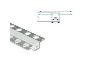 Profil hliníkový MC LED pro sádrokarton AU 55x15mm včetně mléčného difuzoru 2m