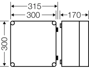 HEN Mi 9200 Prázdná rozvodnice s průhledným víkem na pantech, IP 65, vnější rozměry (š-v-h) 300x300x