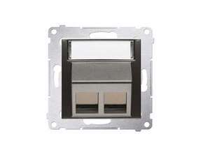 Kryt SIMON DKP2S.01/48, telefonní a datové 2 násobné zásuvky Keystone, zkosený, antracitová metalíza