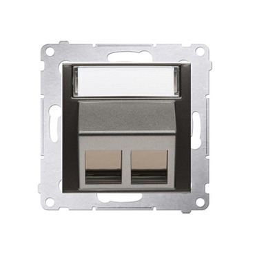 Kryt SIMON DKP2S.01/48, telefonní a datové 2 násobné zásuvky Keystone, zkosený, antracitová metalíza